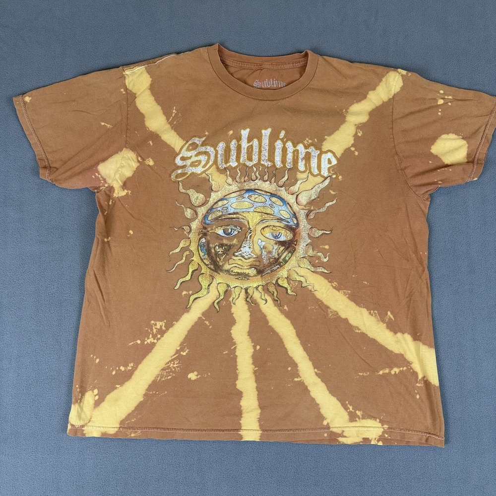 Sublime Shirt Mens Large Brown Sun Logo Tie Dye Graphic Rock Band Tee Music